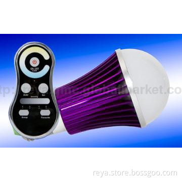 8W Pure&Warm White Dimmable LED Bulb with RF Controller-purple shell